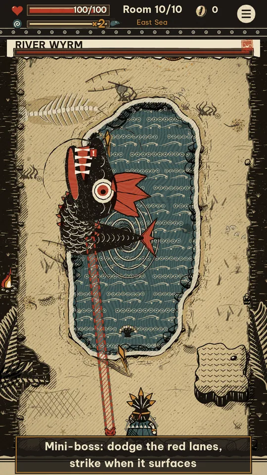 The River Wyrm mini-boss in its lake
